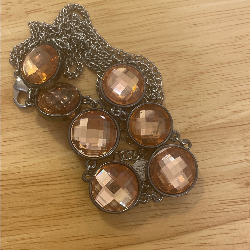 Elegant Silver and Orange Necklace
